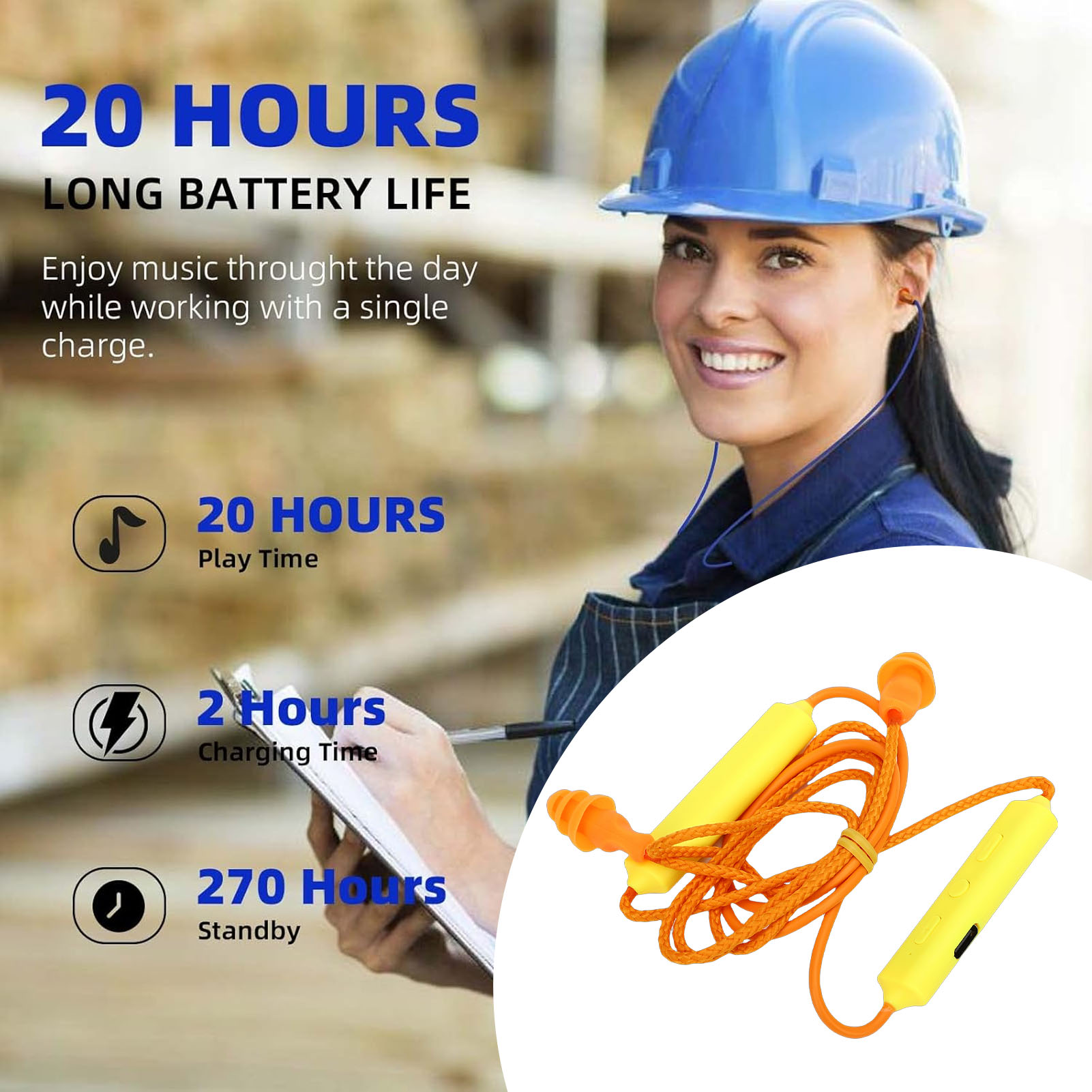 Bluetooth Headset On Ear - Bluetooth-Kopfhörer mit Ohrstöpseln für Arbeit, Lärmminderung,
