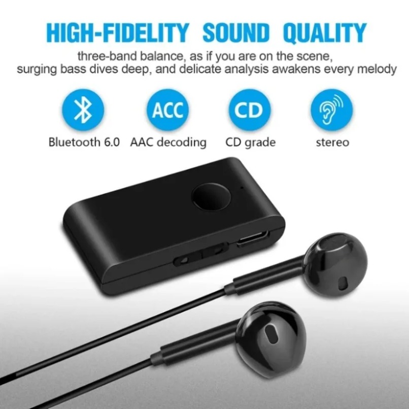 Bluetooth Adapter Receiver - Bluetooth 5.0 Audio-Empfänger mit In-Ear-Kopfhörern, 3,5-mm-Kabelkopfhörer,