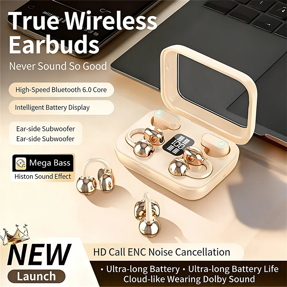 Bluetooth Headset On Ear - Zwillings-Kopfhörer, offener In-Ear-Typ, HIFI-Bass, 2-in-1-Gaming-Headset mit