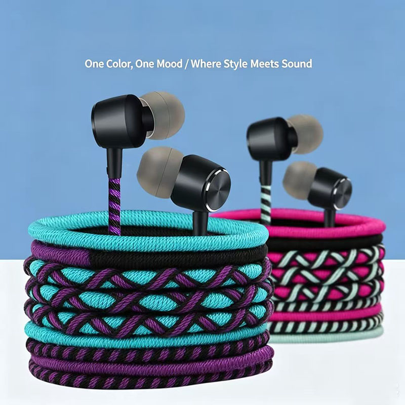 Wired Earphone Mic - Geflochtener Kabelgebundener Kopfhörer 3,5mm In-Ear-Kopfhörer mit