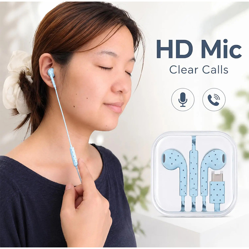 Typ-C-Ohrhörer mit Polka-Dot-S – Wired Earphone Mic Bewertung und Preis